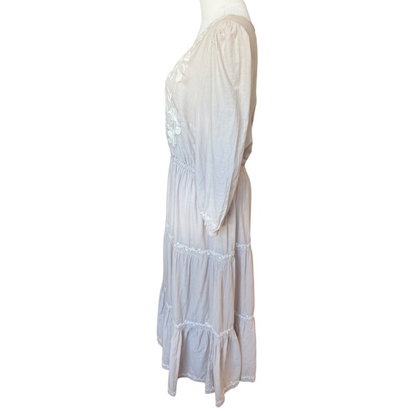 Lucky Brand Romantic Boho Cottagecore Embroidered Dress Size L Prairie Ruffle - Picture 7 of 12
